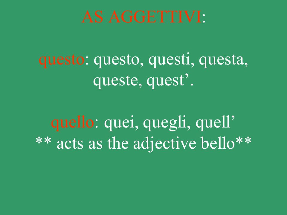 ضمایر اشاره در ایتالیایی